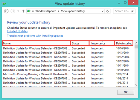 Windows Update, révision, mises à jour, masqué, restauration