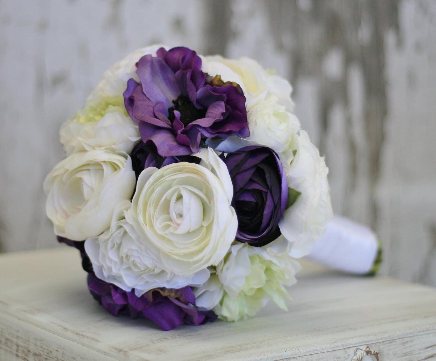 Silk Bride Bouquet Purple