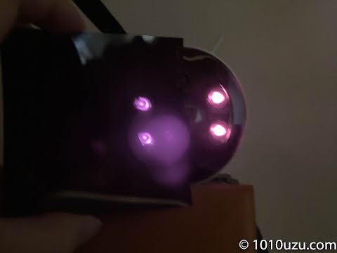 IR 84 を赤外線 LED に当ててみると赤く光っているのが見える