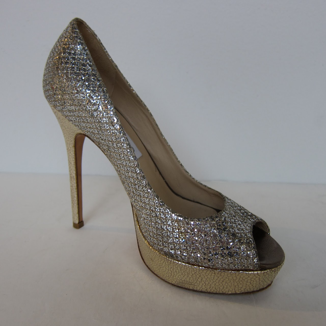 Jimmy Choo Metallic Peep Toes