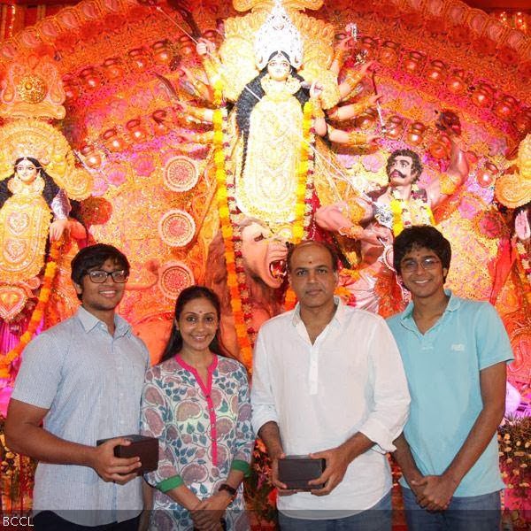 Ashutosh Gowariker with family attend during North Bengal Sarbajanin Durga Puja celebrations, held at Tulip Star, in Mumbai, on October 11, 2013.