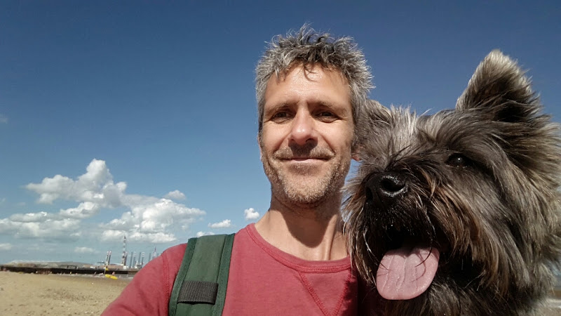 Man and dog on the outskirts of Great Yarmouth