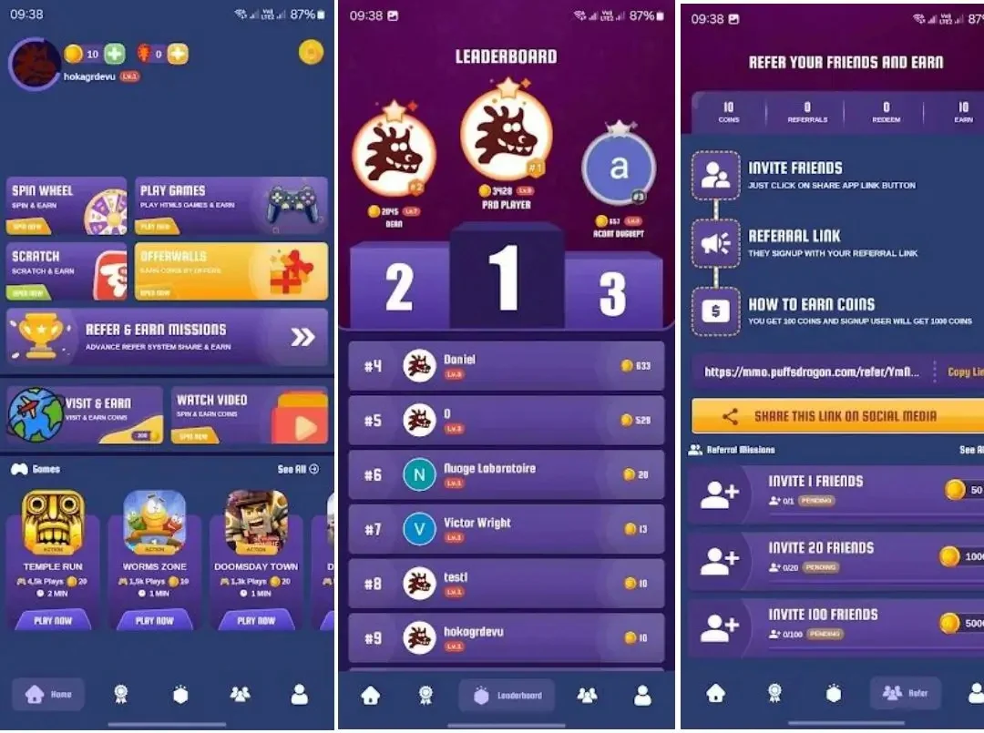 Puffs Dragon app screenshots