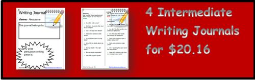 Bundle of 4 writing journals for the intermediate grades on sale on August 19, 2015 for just $20.16 from Raki's Rad Resources on Teachers Pay Teachers