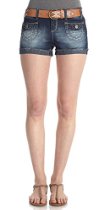 <br />WallFlower Juniors Belted Denim Short Shorts