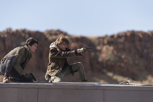 Dylan O'Brien, left, and  Thomas Brodie-Sangster in Twentieth Century Fox's "Maze Runner: The Death Cure."