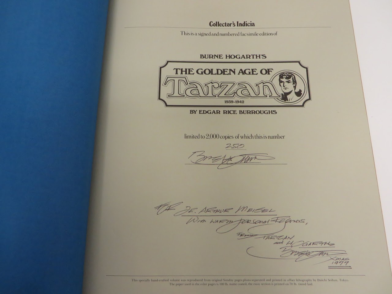 Signed Burne Hogarth's The Golden Age of TarzanBook