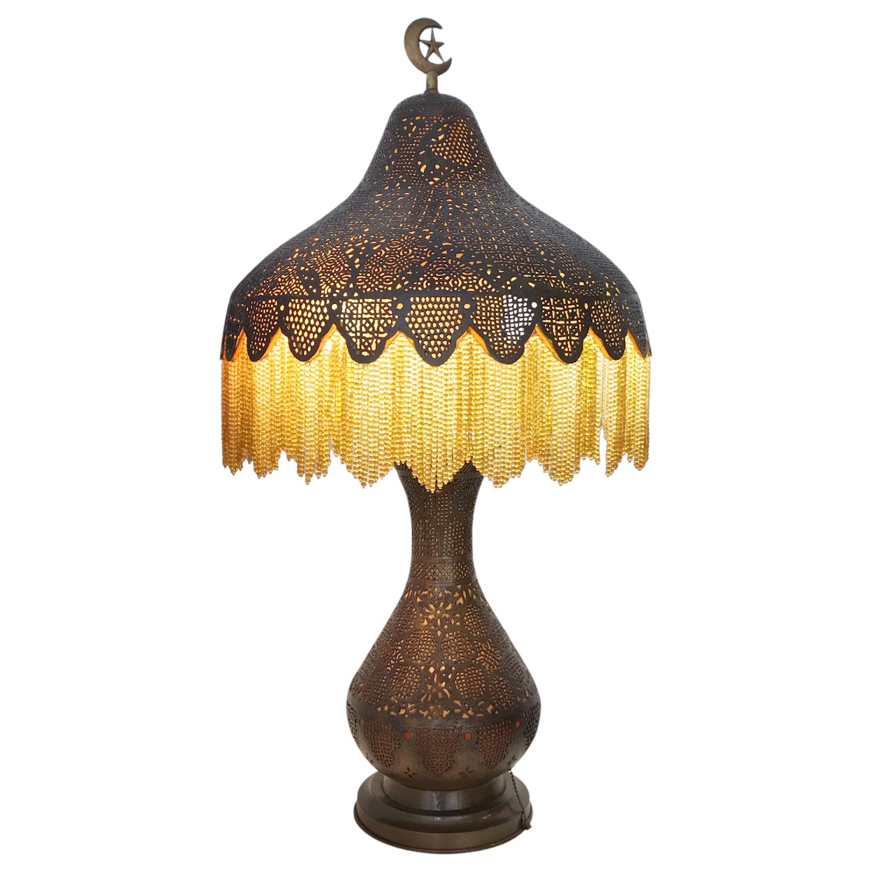 Moroccan Vintage Pierced Brass Table Lamp