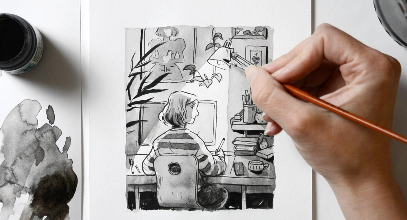 Drawing with Light and Shadow - the Art of Grayscale Ink Illustration 2 image