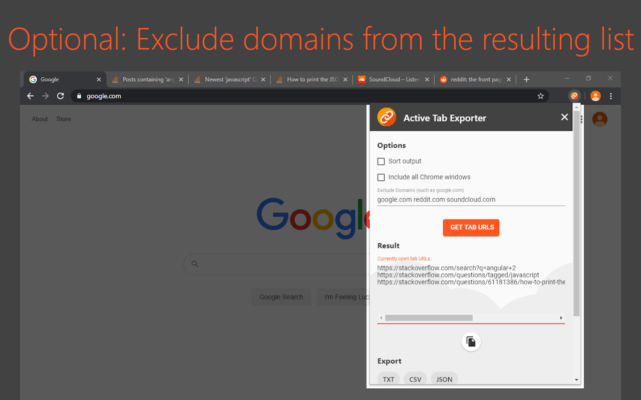 Active Tab Exporter for Chrome Preview image 5