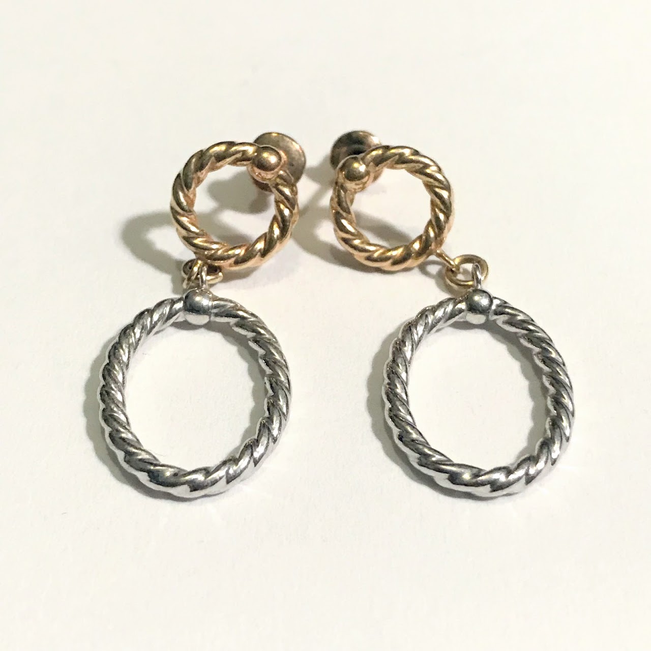 14K White and Yellow Gold Earrings