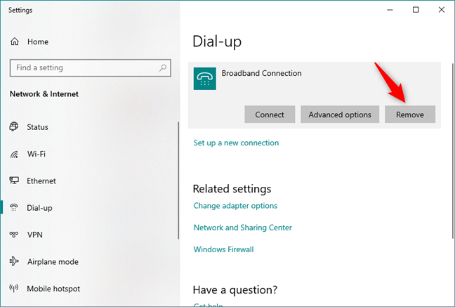 Supprimer une connexion PPPoE dans Windows 10