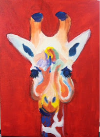 Giraffe on Red inspired by Bob Ransley Original 