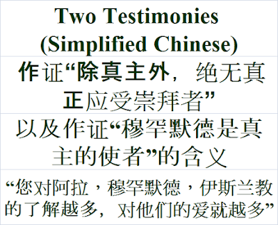 Two Testimonies Chinese 伊斯兰的要素 两个证词