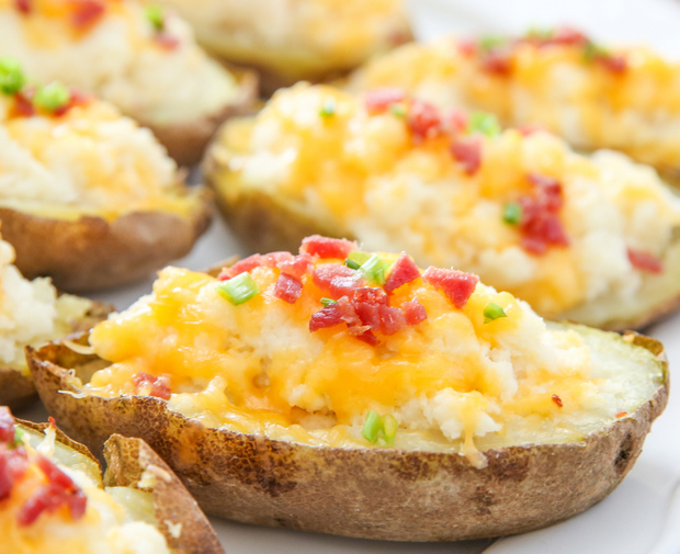 close-up photo of a Twice Baked Cauliflower Potato