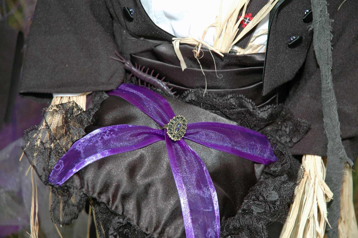 with purple ribbon.