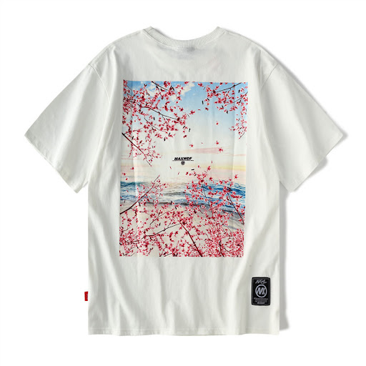 Title 5, Harajuku style cherry blossom T-shirt, a unique...