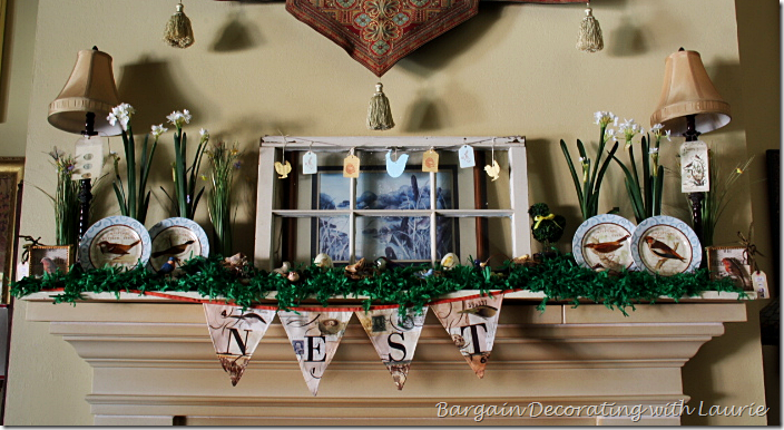 Mantel Decorated for Spring