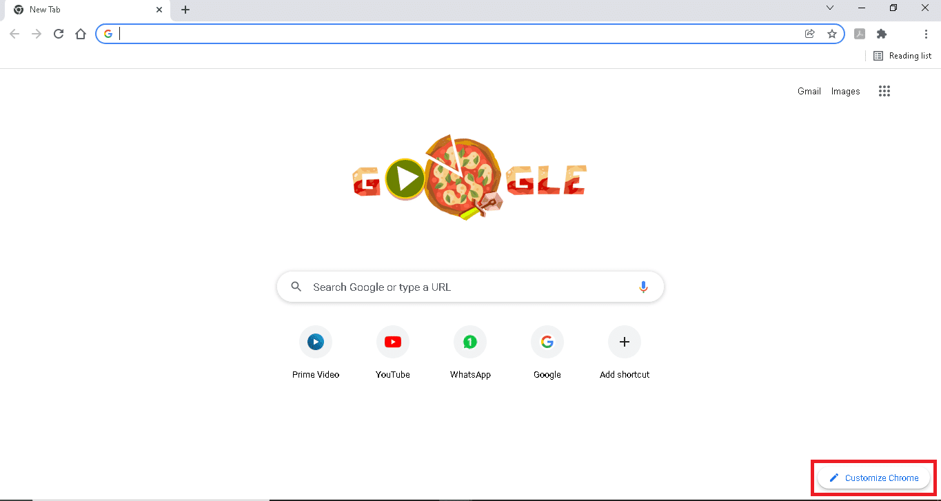 Klik op Chrome aanpassen in de rechterbenedenhoek van het scherm om de kleur en het thema te wijzigen.  Hoe Chrome-thema's te verwijderen