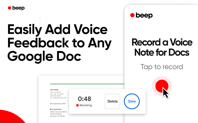 Screenshot of Voice Notes for Google Docs - Beep