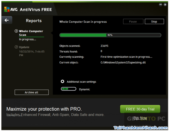 đang quét virus với avg antivirus