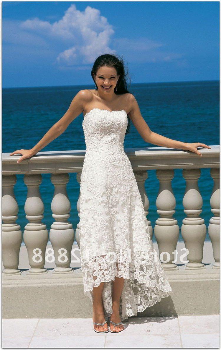 Best Selling Beach Lace Asymmetrical Bridal Wedding Dress