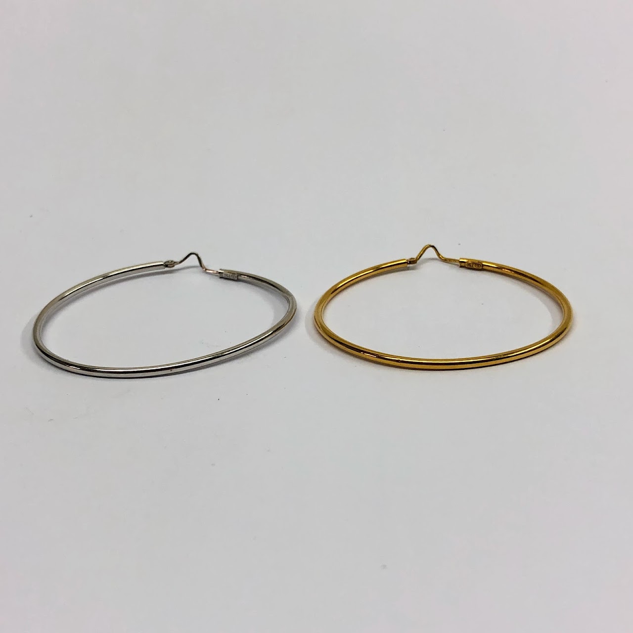 18K White and Yellow Gold Hoop Earrings