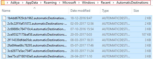 ลบเนื้อหาภายใน AutomaticDestinations Folder . อย่างถาวร