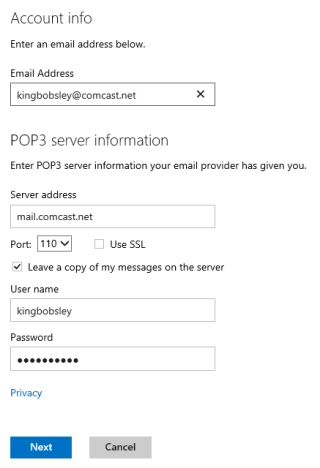 Windows 8 - เพิ่ม POP3 ไปที่ Outlook.com และ Outlook ไปยัง Mail