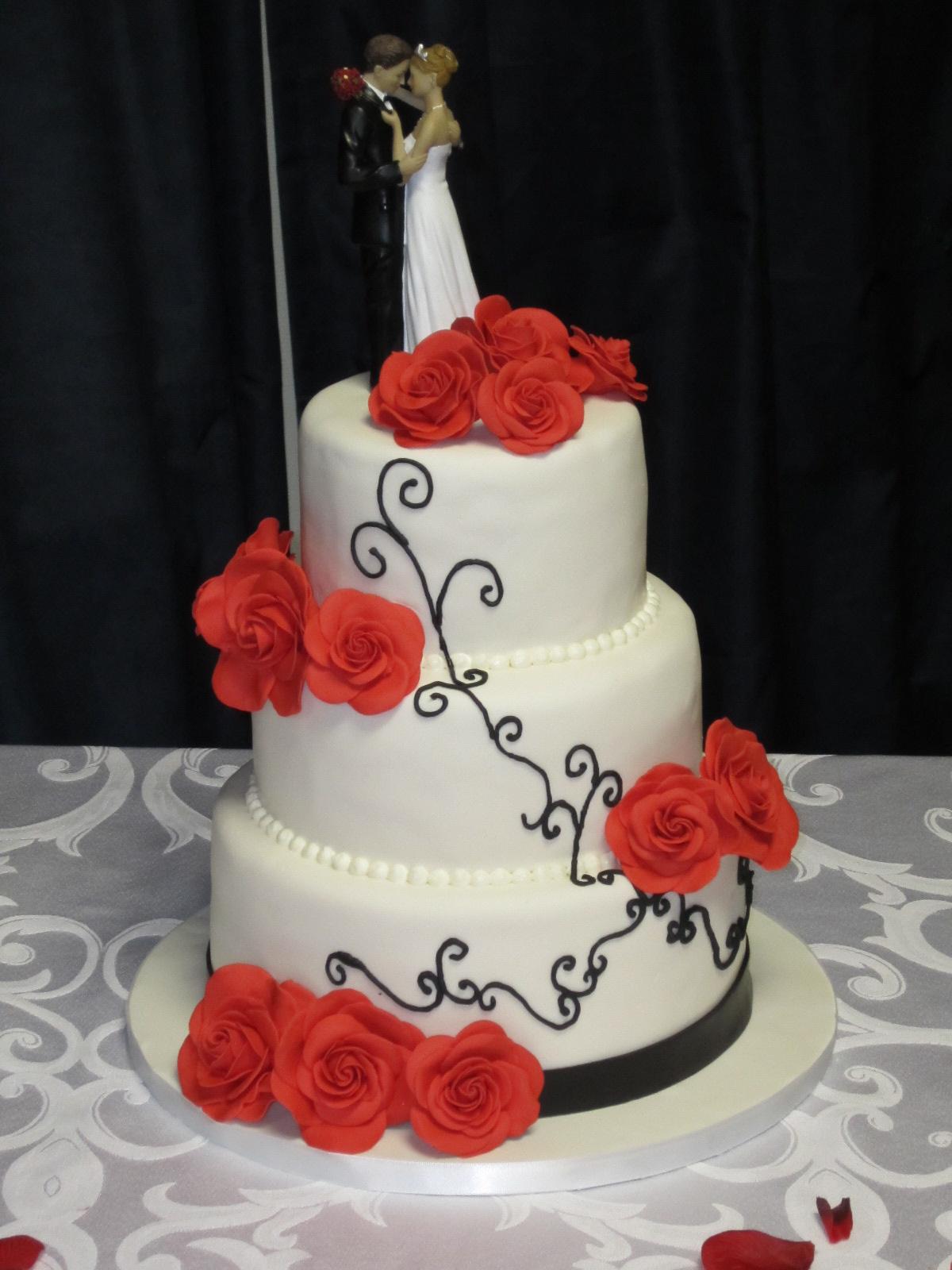 red and black wedding cakes