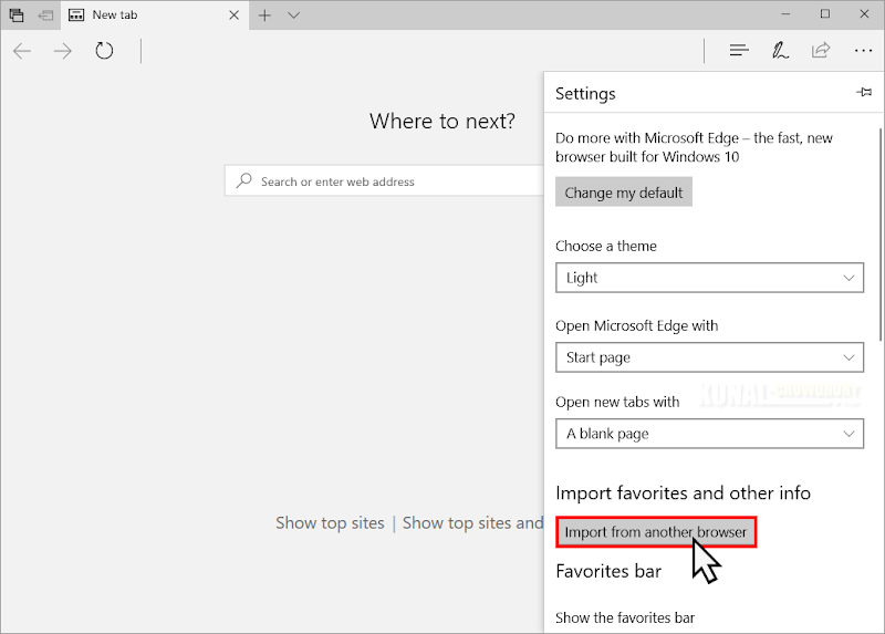 Importing the browser info to Microsoft Edge in Windows 10 (www.kunal-chowdhury.com)