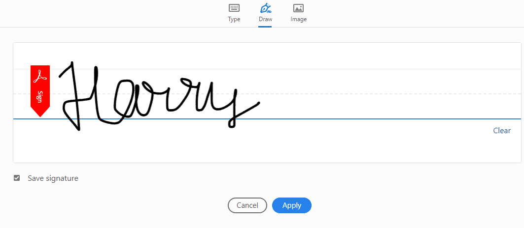 Pour utiliser cette option pour dessiner votre signature, sélectionnez simplement Dessiner