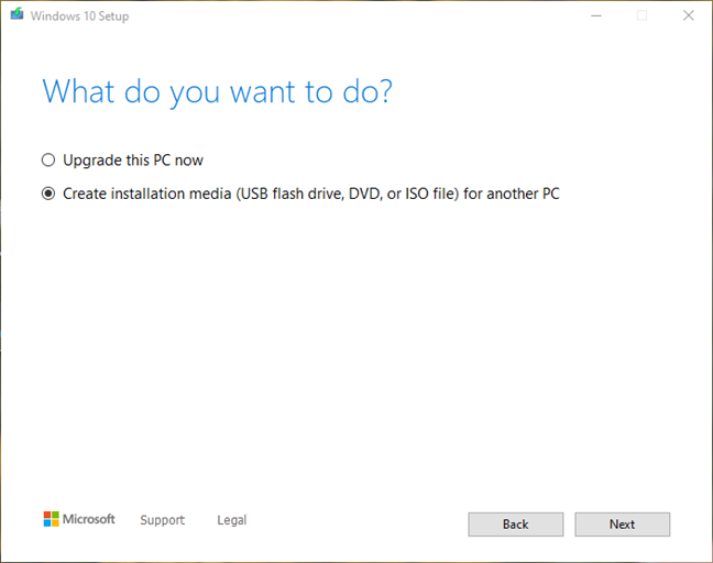 Strumento di creazione multimediale di Windows 10