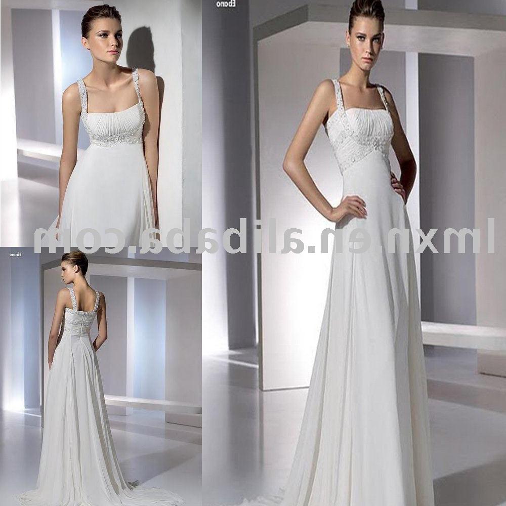 White spaghetti strap wedding dress