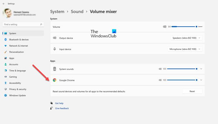 Preferencias de sonido de la aplicación