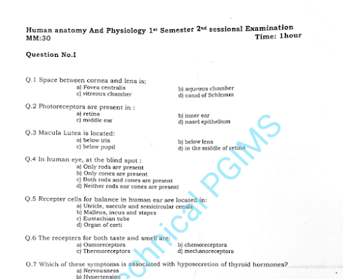 2nd Sess BP101T Human Anatomy and Physiology I 1st Semester B.Pharmacy Previous Year's Question Paper,BP101T Human Anatomy and Physiology I,BPharmacy,Previous Year's Question Papers,BPharm 1st Semester,