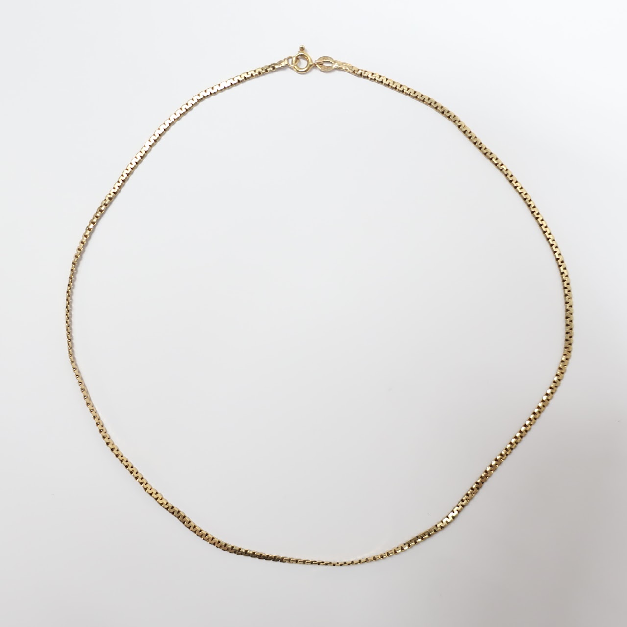 14K Gold Flat Chain Necklace (Spring Clasp)