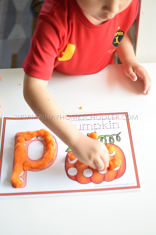 Using playdoh with the activity sheet