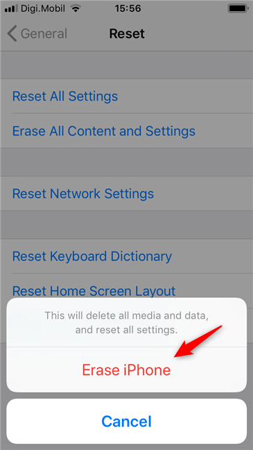 L'opzione Cancella iPhone
