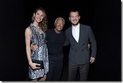 Ludovica Sauer, Giorgio Armani and Alessandro Cattelan