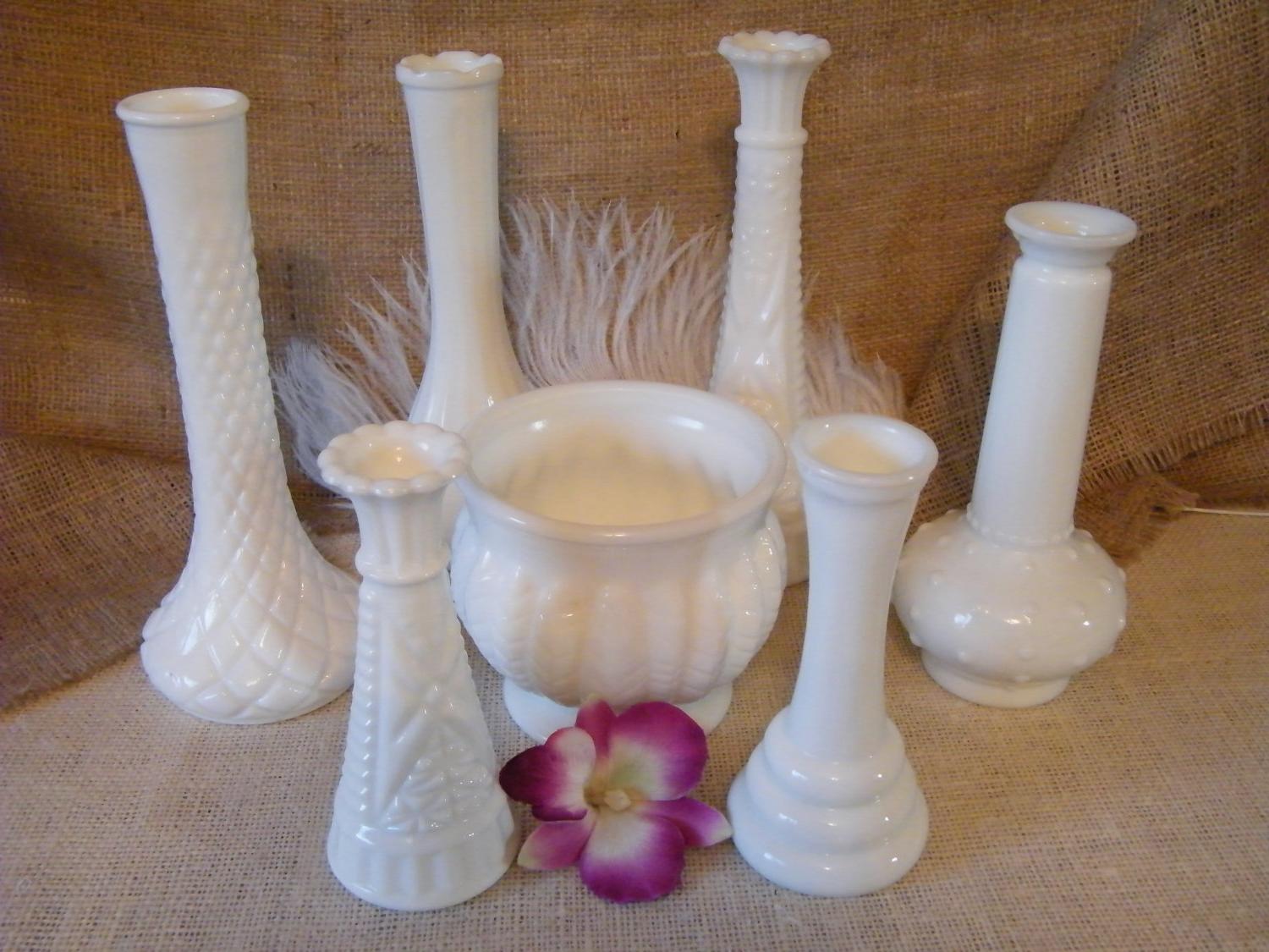 Lot of 7- Vintage Milk Glass