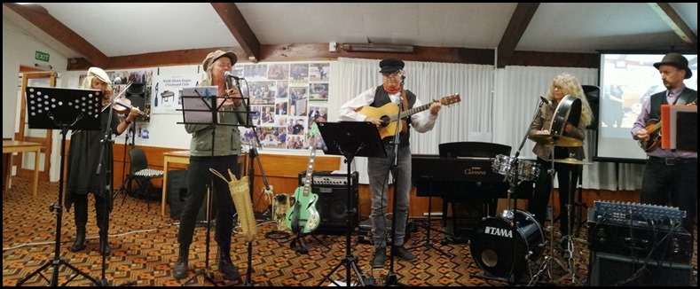 Our guest artists, Conundrum. From left to right: Cathy Busbridge; Linda Hobbs; Jeff Hobbs; Julia Withers; and, Peter Thomas. Photo courtesy of Dennis Lyons.