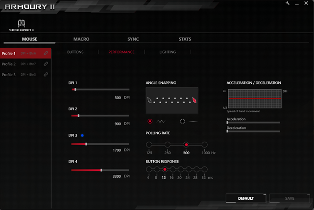 Armory II 앱의 성능 옵션