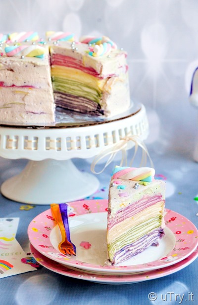 Unicorn Rainbow Mille Crêpe Cake 獨角獸彩虹法式薄餅千層蛋糕  http://YouTube.uTry.it