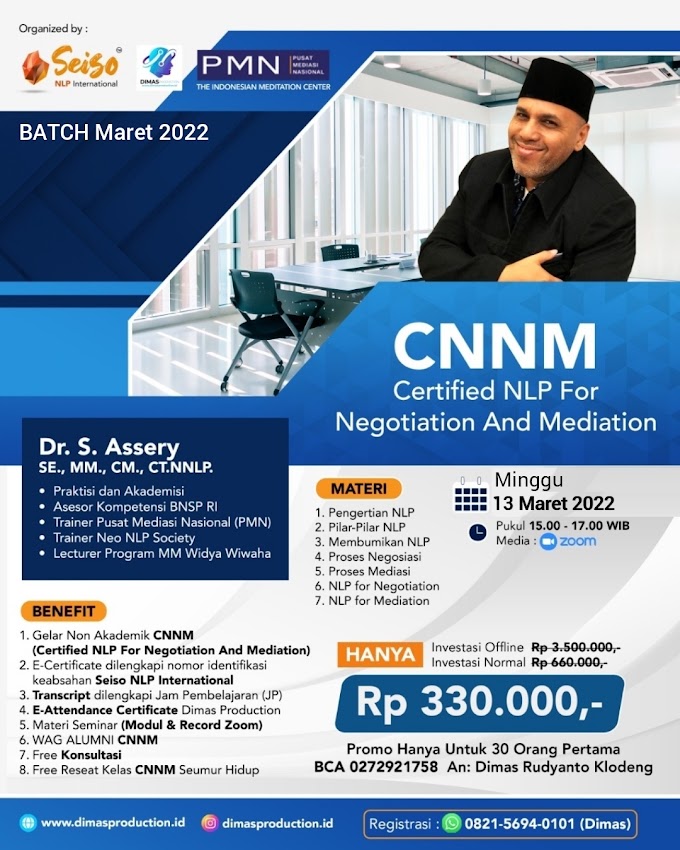 WA.0821-5694-0101 | Certified NLP For Negotiation And Mediation (CNNM) 13 Maret 2022