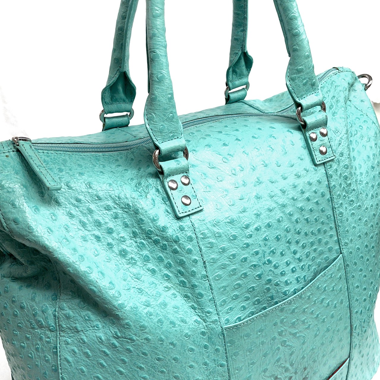 CLEO & PATEK Turquoise Ostrich Leather Purse