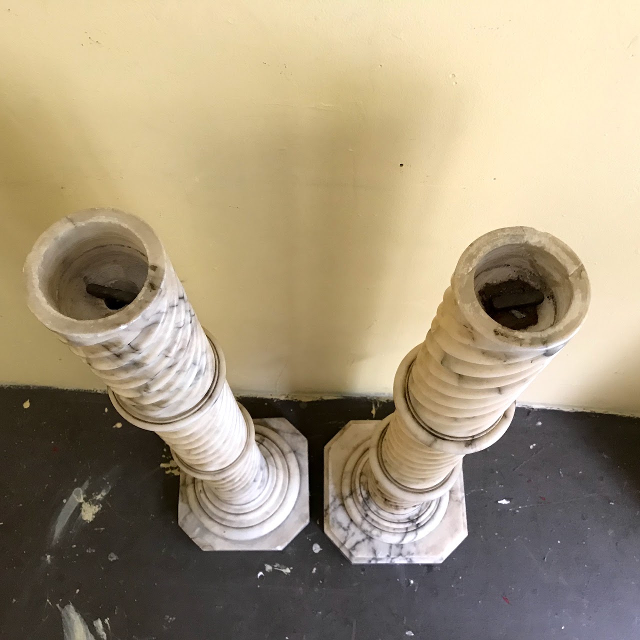 Pair of Marble Floor Candlesticks