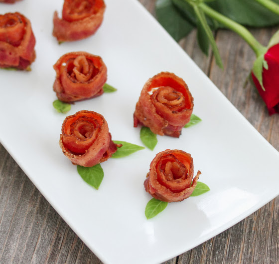 overhead shot of bacon roses