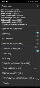 De la lista, seleccione GSM automático (PRL)