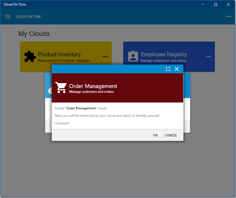 Adding Order Management cloud to native Universal Windows Platform app Cloud On Time. Adding Order Management cloud to native Universal Windows Platform app Cloud On Time.